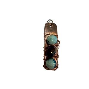 HANDMADE Copper Wire Wrapped Stone Pendant Artisan Boho Statement Jewelry